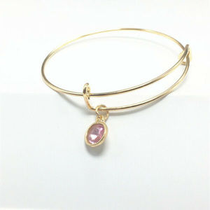 PRICE FIRM ** Brand New Gold-Tone Bracelet With Pink Crystal Charm